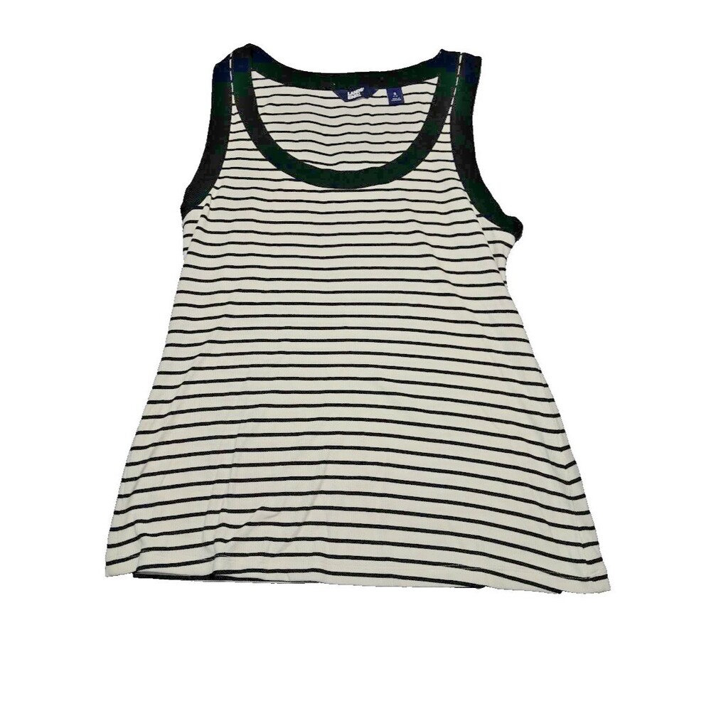 Lands' End striped tank top black and white size small basic comfortable
